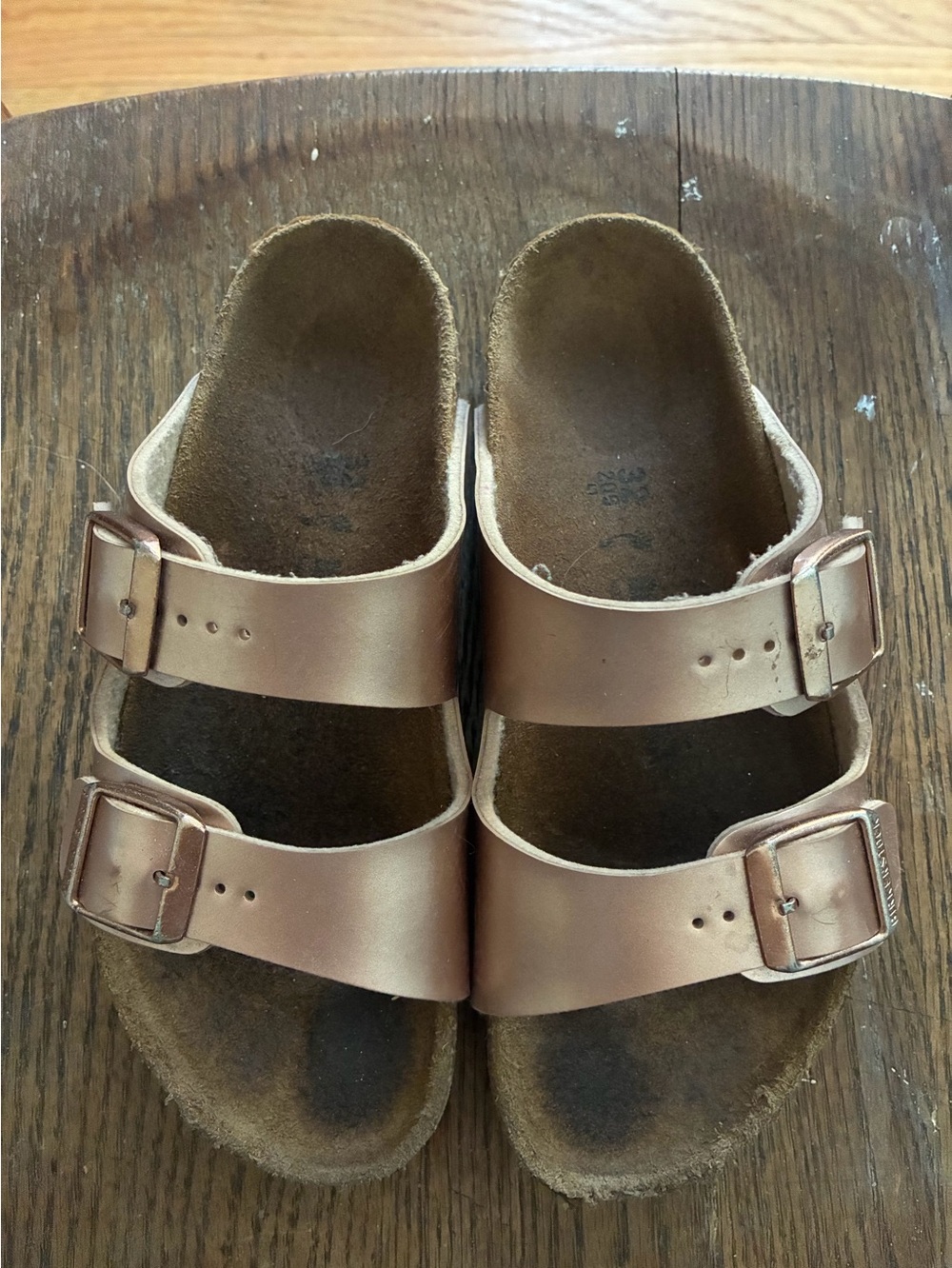 Birkenstock Kids Metallic Rose Bronze Double Strap Sandals